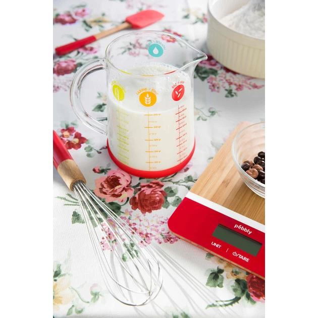 Balance De Cuisine Electronique Bambou Rectangle Rouge 23 X 16 Cm Pebbly – Image 4