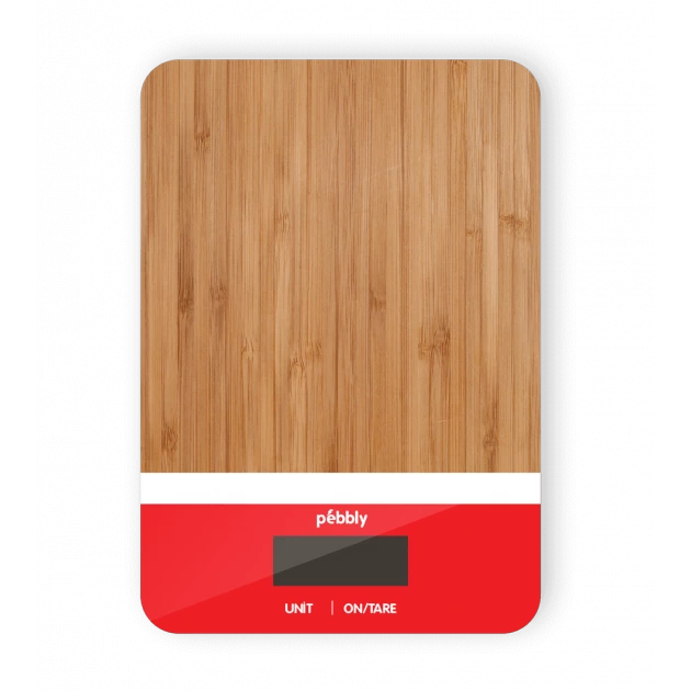 Balance De Cuisine Electronique Bambou Rectangle Rouge 23 X 16 Cm Pebbly