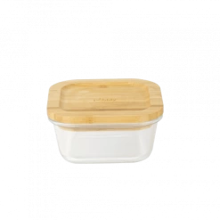 Boîte De Conservation En Verre Et Bambou Carré 520 Ml Pebbly