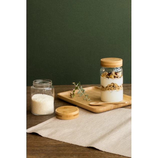 Boîte De Conservation En Verre Et Bambou Rond 650 Ml Pebbly – Image 4