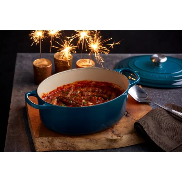 Cocotte En Fonte Ovale 31 Cm Deep Teal Le Creuset Signature – Image 5