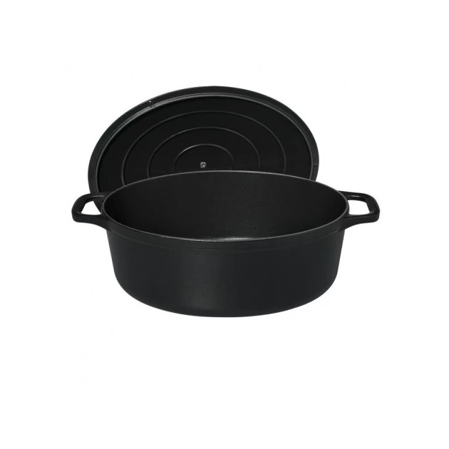 Cocotte En Fonte Ovale 35 Cm Noir Mat Chasseur – Image 3