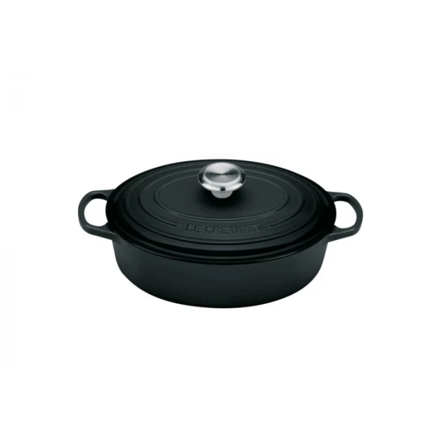 Cocotte En Fonte Ovale Basse 27 Cm Noir Mat Le Creuset Signature