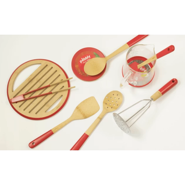 Cuillère De Cuisine Ajourée Bambou 30 Cm Rouge Pebbly – Image 2