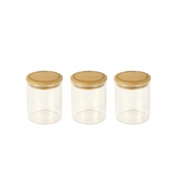 Lot 3 Pots à Épices En Verre Et Bambou 190 Ml Pebbly