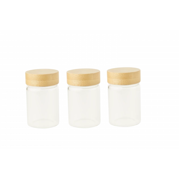 Lot 3 Pots En Verre Et Bambou 75 Ml Pebbly