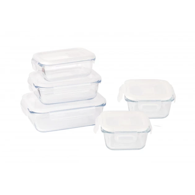 Lot 5 Boîtes De Conservation En Verre Pebbly