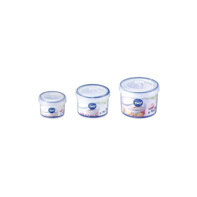 Lot De 3 Boîtes De Conservation Plastique Rondes 150 Ml - 360 Ml - 640 Ml Lock And Lock