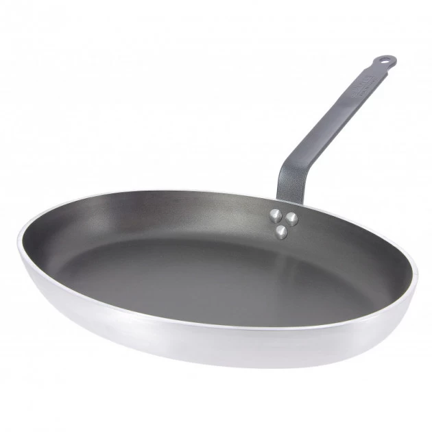 Poêle à Poisson Ovale ø36 Cm Antiadhésive Avec Couvercle En Verre Choc Resto Induction De Buyer – Image 3
