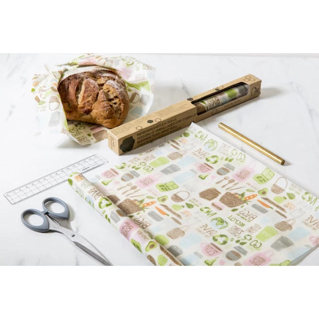 Rouleau Emballage Alimentaire Cire Abeille Zéro Déchet 90 X 30,5 Cm Nuts – Image 2