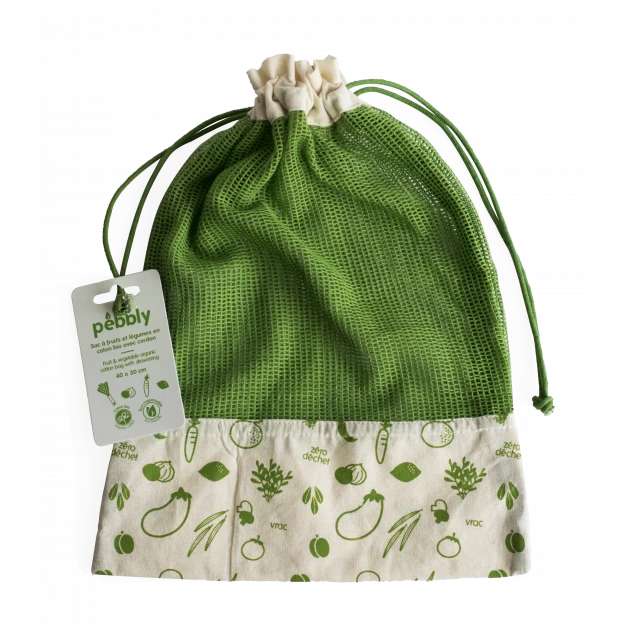 Sac à Légumes Coton Bio Vert 30 X 40 Cm Pebbly – Image 2