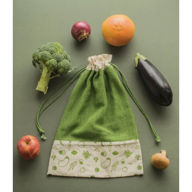 Sac à Légumes Coton Bio Vert 30 X 40 Cm Pebbly – Image 4