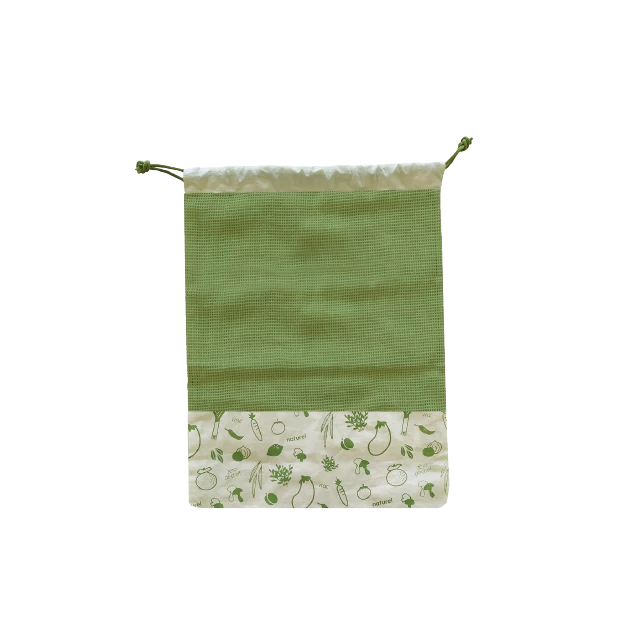 Sac à Légumes Coton Bio Vert 30 X 40 Cm Pebbly