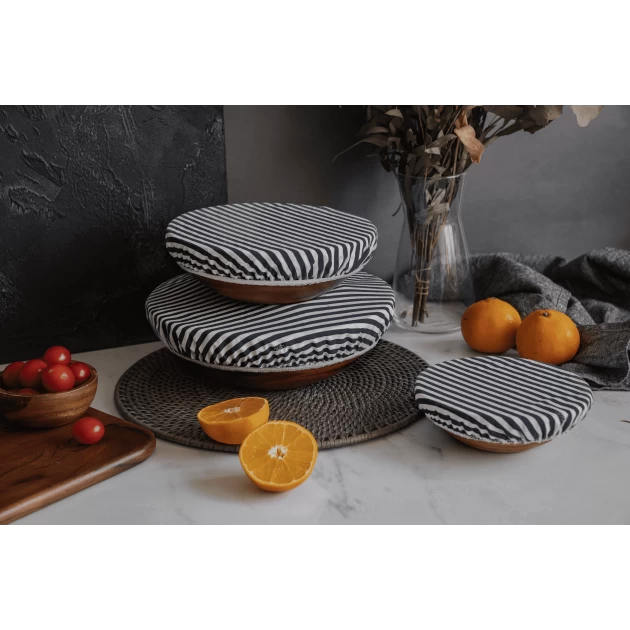 Set De 3 Couvercles Réutilisables Assortis 100% Coton Noir Et Blanc - NUTS – Image 3