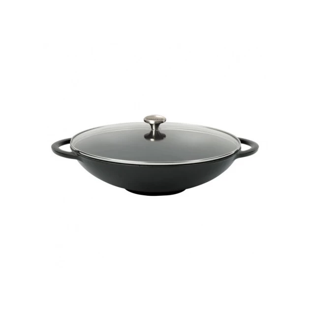 Wok En Fonte 37 Cm Noir Mat Chasseur